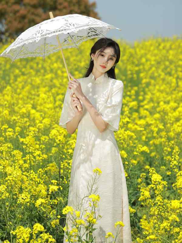 アオザイ チャイナドレス レディース 夏 レトロ 婦人 禅 エレガント ベージュ グリーン ピンク