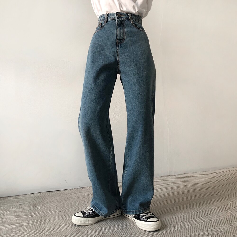 韓国の女性ファッション / グレイシーウォッシングワイドデニムパンツ pt1002