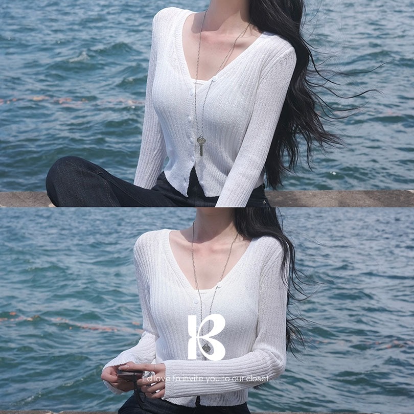 [MADE] ウォーターVネックスリムカーディガン cd1267