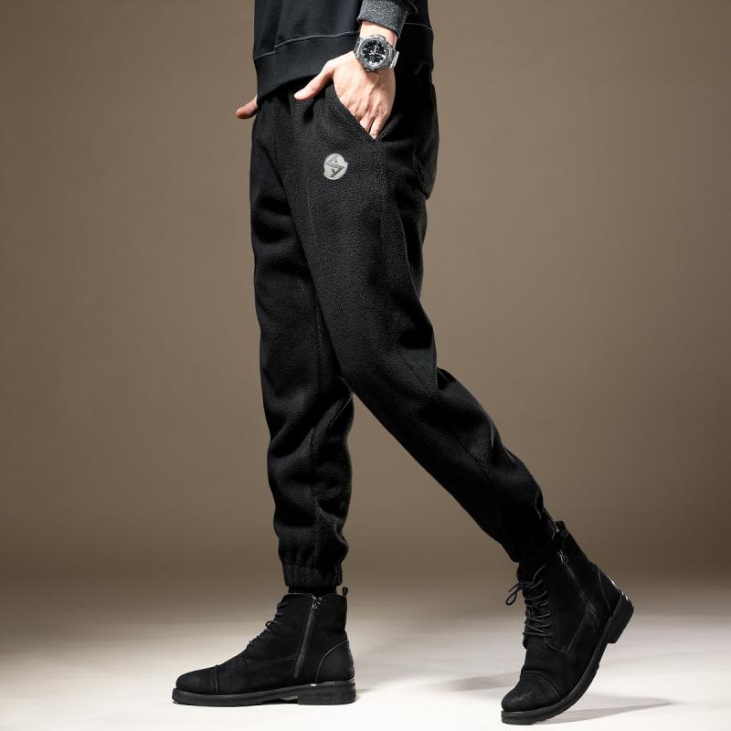 メンズ パンツ スポーツ スエット アメリカ フリース カジュアル 秋冬 フェイク ウール レギンス 黒 暖かい ズボン