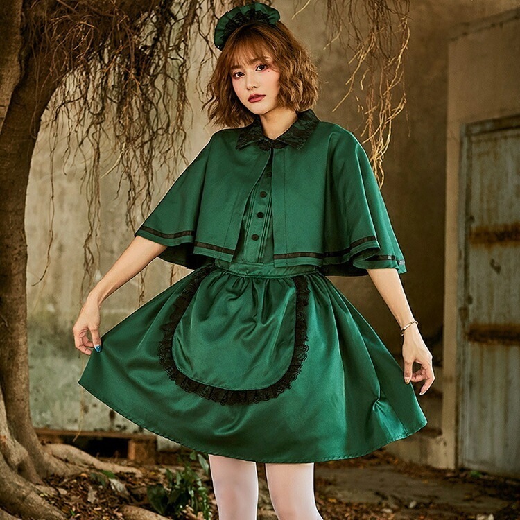【最安値 大人気N0.1】B173メイド服 レディース コスチューム 洋館メイド マント ケープ付き ロリータ服 ワンピース ハロウイン衣装 ゴシック 変装 宮廷装 コスチューム お姫様 ワンピース