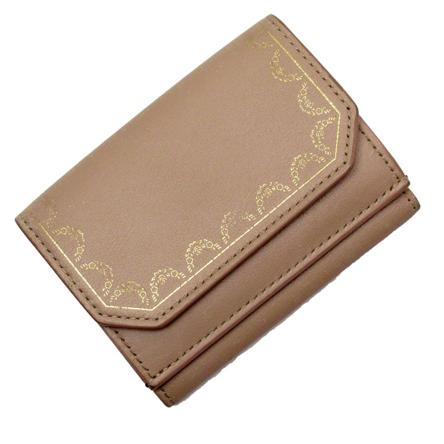 三つ折り財布 レザー ライトピンク レディース g3775a