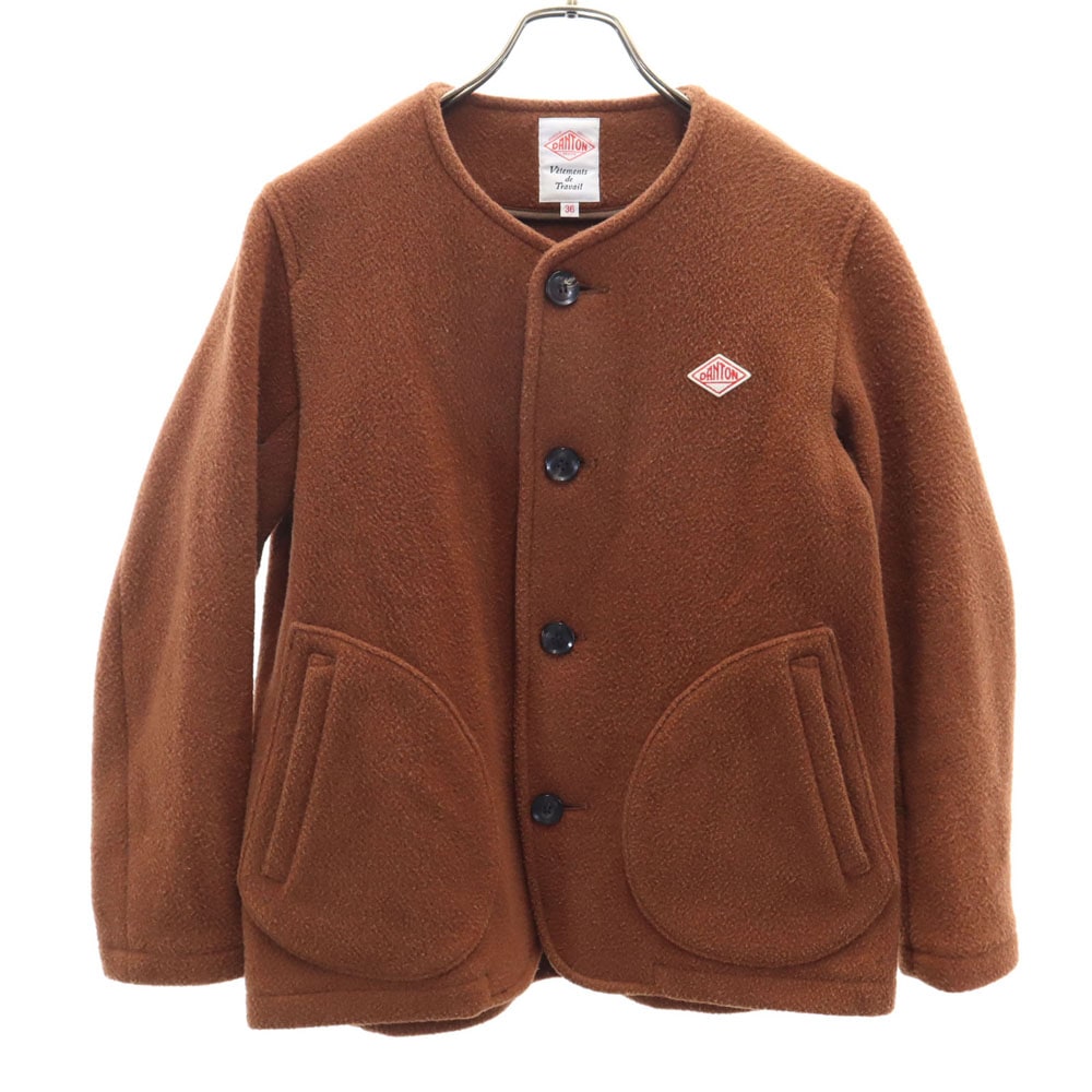 ウールブレンド 日本製 ノーカラージャケット 36 ブラウン系 レディース 古着