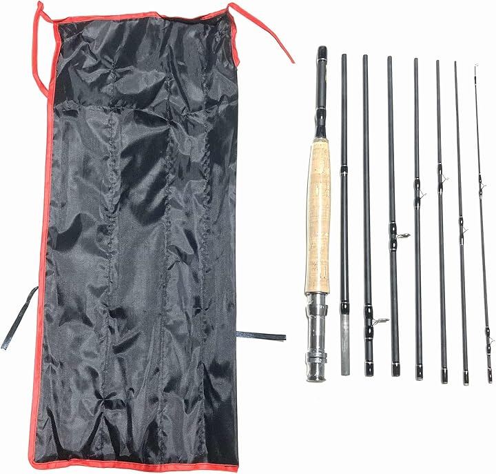 9フィート フライロッド 8ピース #5/6 9ft 5番 6番 渓流 岩魚 ニジマス 山女 アマゴ ブラウントラウト 管理釣り場 (ブラック, 9ftフライロッド8ピース(#5/6))