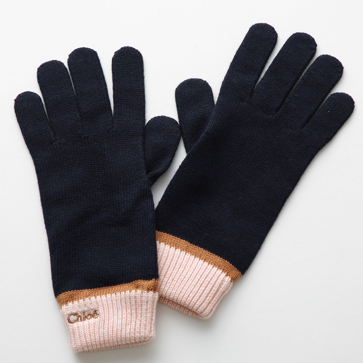 Chloe KIDS クロエ キッズ 手袋 C20278 レディース ガールズ グローブ ニット コットン ウール ロゴ刺繍 859