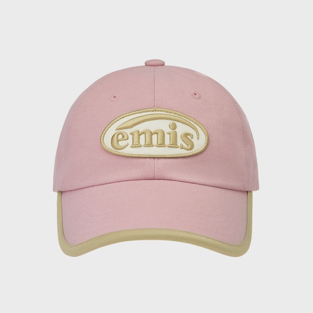 Emise ベージュトリミングボールキャップ-ピンク