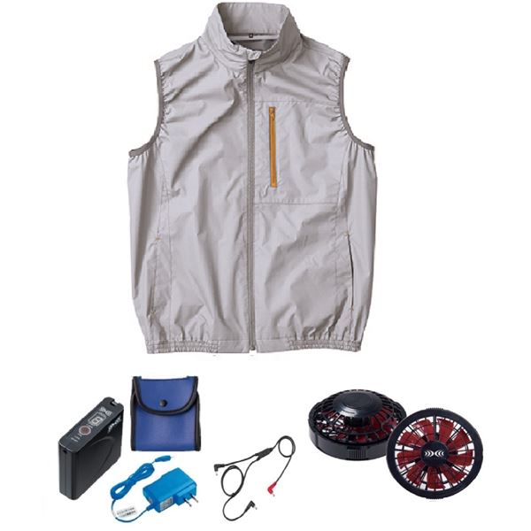 KU92140 空調服 ポリ製 遮熱 立襟 ベスト FAN2200BR/LISUPER1 シルバーL