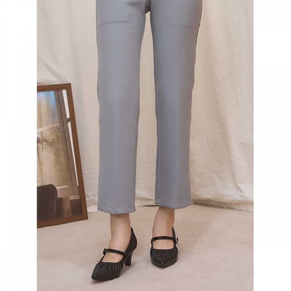 (Ninas Paris) スティレットキュービックバックル 6cm リンクルパンプス