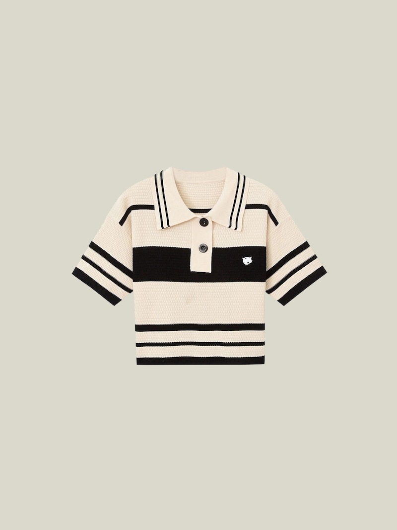 半袖夏 Striped Preppy Knit - LA POMME jours