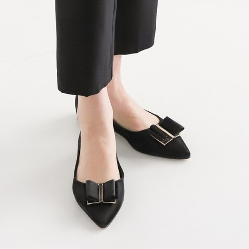 (Ninas Paris) ゴールドタブダブルリボンスティレットフラット 7,429円