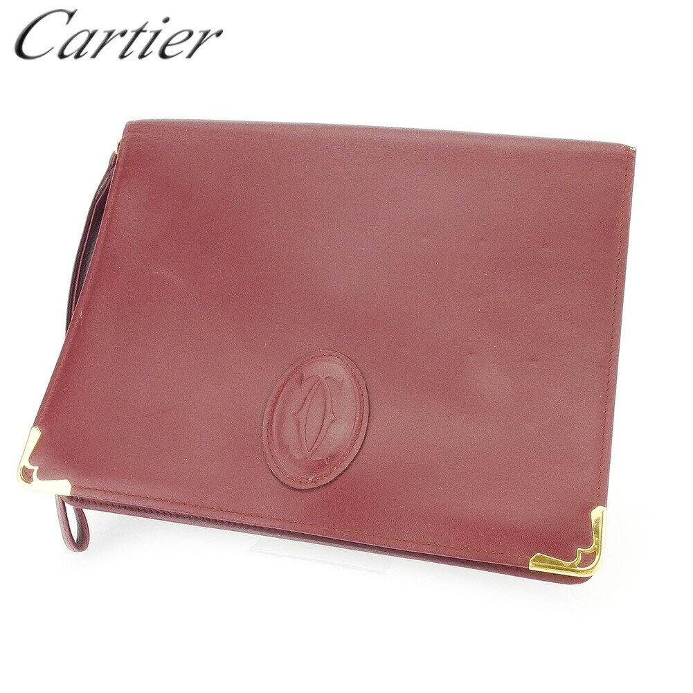 クラッチバッグ セカンドバッグ マストライン レディース メンズ ボルドー ゴールド 中古