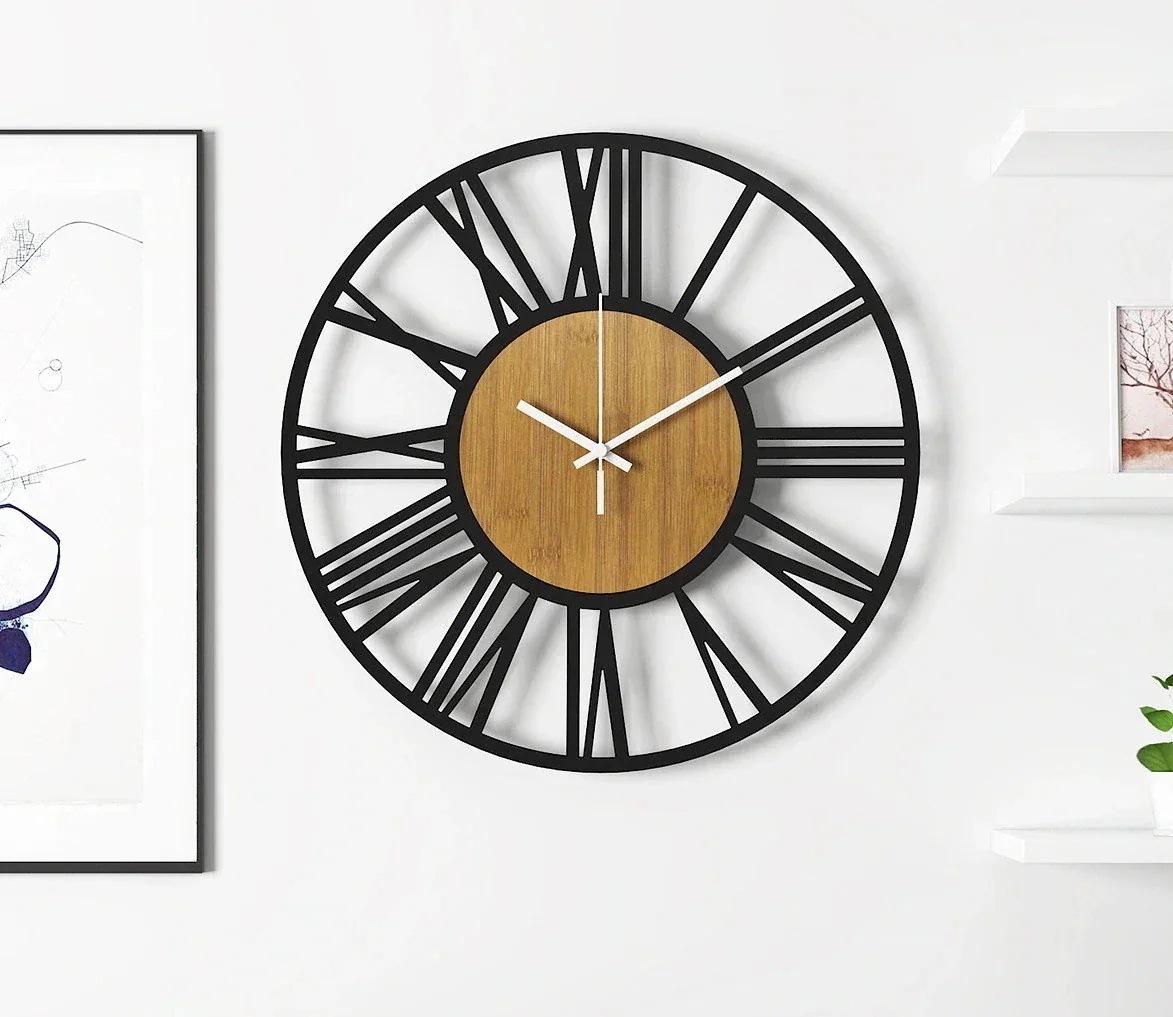 壁掛け時計 掛け時計 クロック 風 金属製 木製 モダン 新築祝い ギフト 電池 スイープ 静か 音がしない おしゃれ スプレッド クロック 時計 壁掛け 5,286円