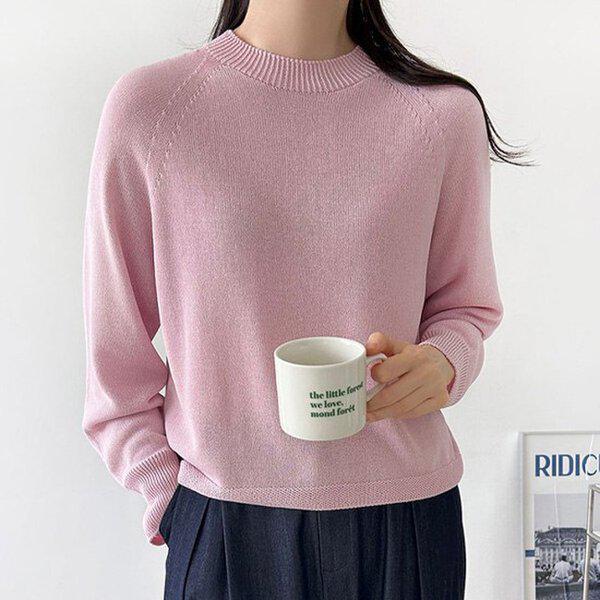 （KN）ホールガーカシミアラウンドニットティー 春 女性ニットティー