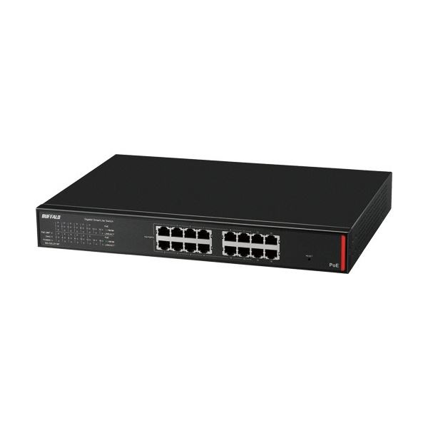法人向け Giga対応PoE Layer2 スマートLiteスイッチ 16ポート ブラック 1台