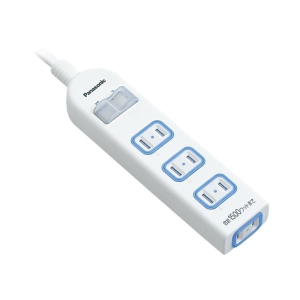 （まとめ）パナソニック ザタップX一括スイッチ付 2P4個口 ホワイト 3.0m WHA25342WKP 1個3セット