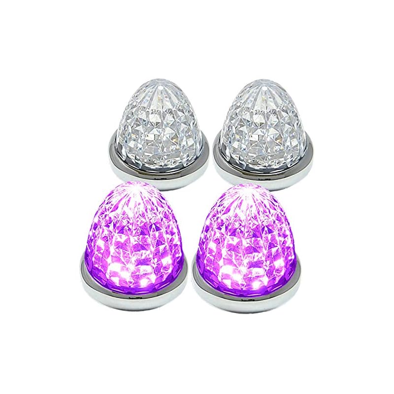 Customize 24V トラック用 LED マーカーランプ サイド マーカー 8面クリスタルカット仕様 16LED 汎用 4個 セット ブルー/イエロー/レッド/ホワイト 各色 (ピンク 特注色)
