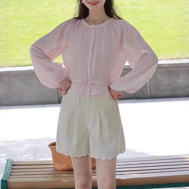 【送.料.無.料.急速発送】ラミー麻天糸レースブラウス秋