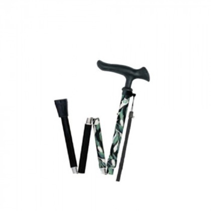 フジホーム ステッキ 杖 かるがもファムII折畳 リーフ柄 WB5237