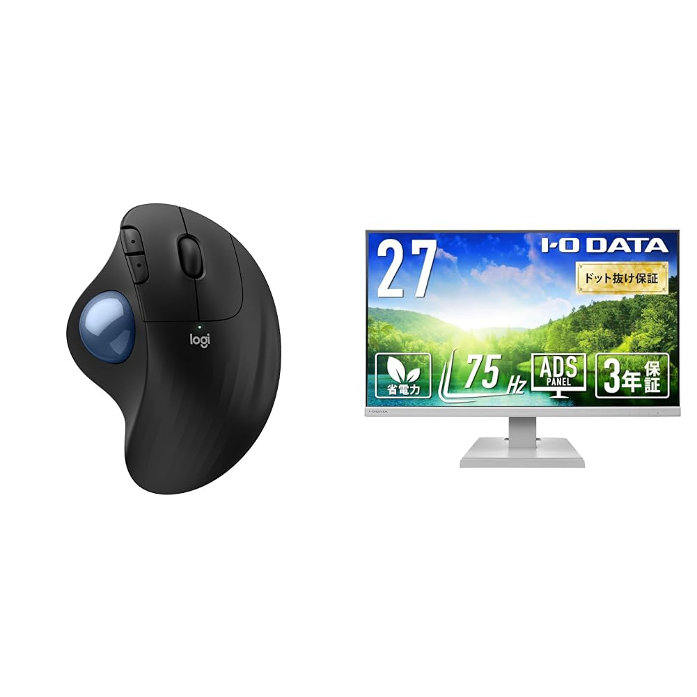 【セット買い】 【Amazon.co.jp限定】 ロジクール 静音 ワイヤレス トラックボール マウス M575SPD + 【Amazon.co.jp 限定】アイ・オー・データ IODATA モニター