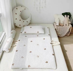 【メガ割 】新生児ベビー刺繍純綿通気昼寝マット折りたたみ携帯マットレス