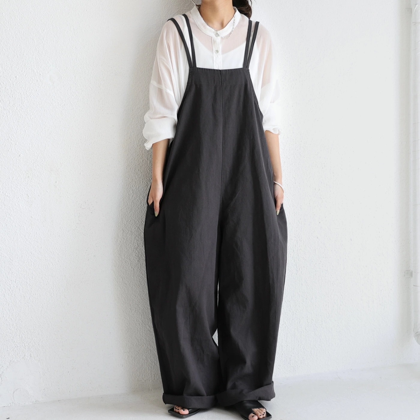 サロペットパンツ オーバーオール レディース 綿 送料無料・再再販メール便不可