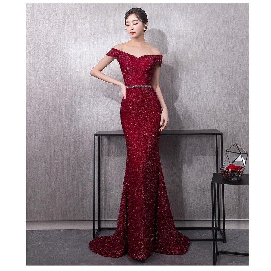 マーメイドドレス オフショルダー ロングドレス パーティードレス 結婚式ドレス 二次会 ウエディング 9,009円