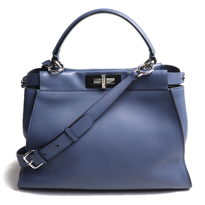 FENDI フェンディ ピーカブー レギュラー 2Wayショルダーバッグ ブルー 8BN290 レディース 中古