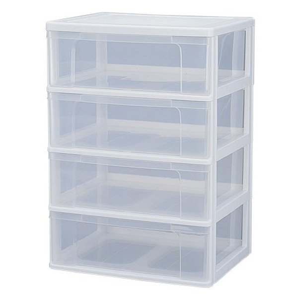 N-654 ホワイト/クリア [ワイドチェスト 4段 幅63cm 完成品] メーカー直送