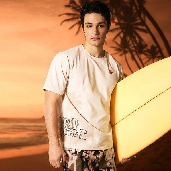 男性用ビーチ半袖ネオ保護リラックスフィット半袖ラッシュガード（A6BM1PR01LBG）