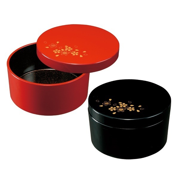 紀州塗り　朱黒セット　ボンボニエール　さくら