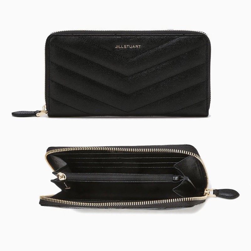 [モマキルティング]ブラックキルティング牛革ジッパー長財布 / JAWA5E841BK / BLACK