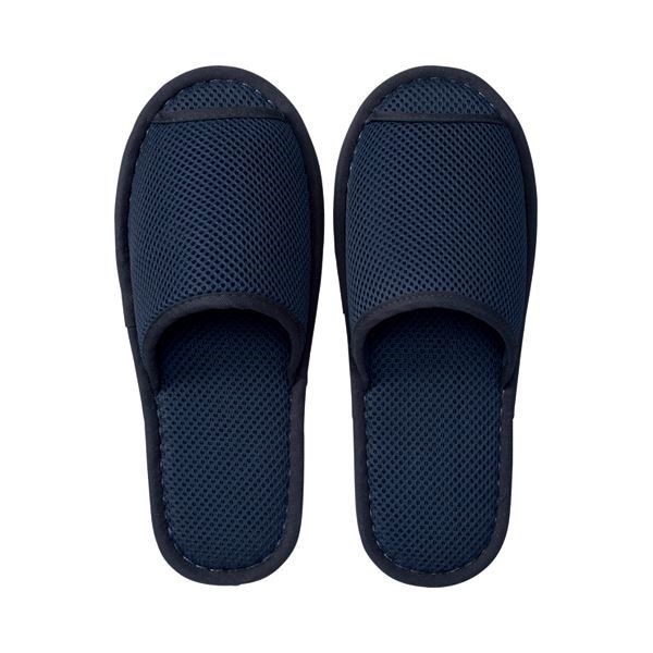 （まとめ） TANOSEE ウォッシャブル メッシュスリッパ ネイビー 1足 [x5セット]