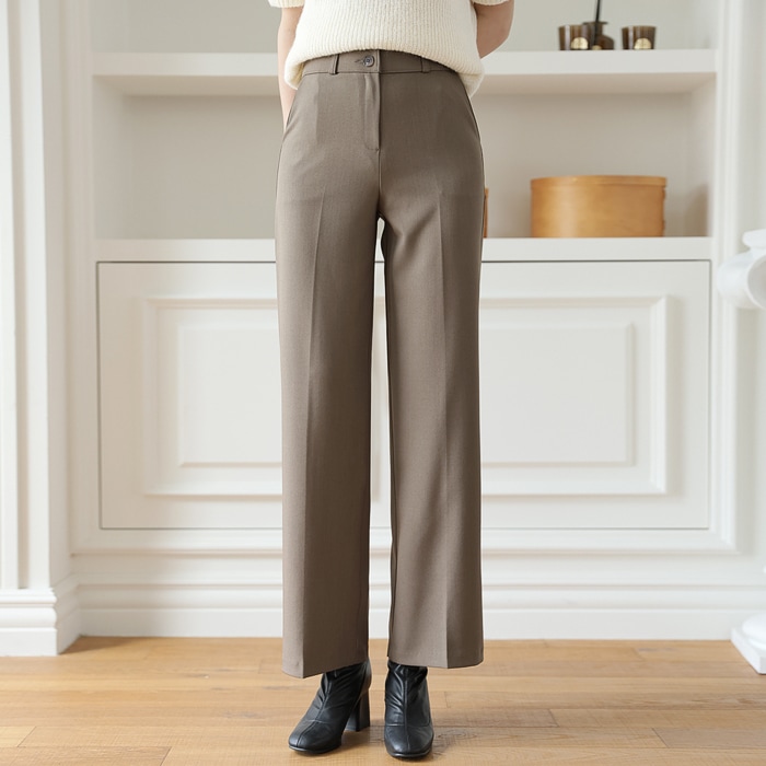 [韓国ファッション] レディース用 内側バンディング バックダーツ スパン ストレート スラックス