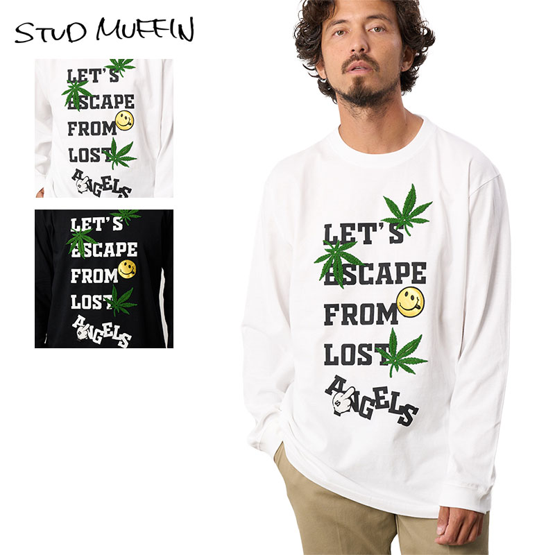スタッドマフィン ロンT STUD MUFFIN Tシャツ 長袖Tシャツ メンズ レディース ブランド 大きいサイズ おしゃれ 綿100% 白 黒 001