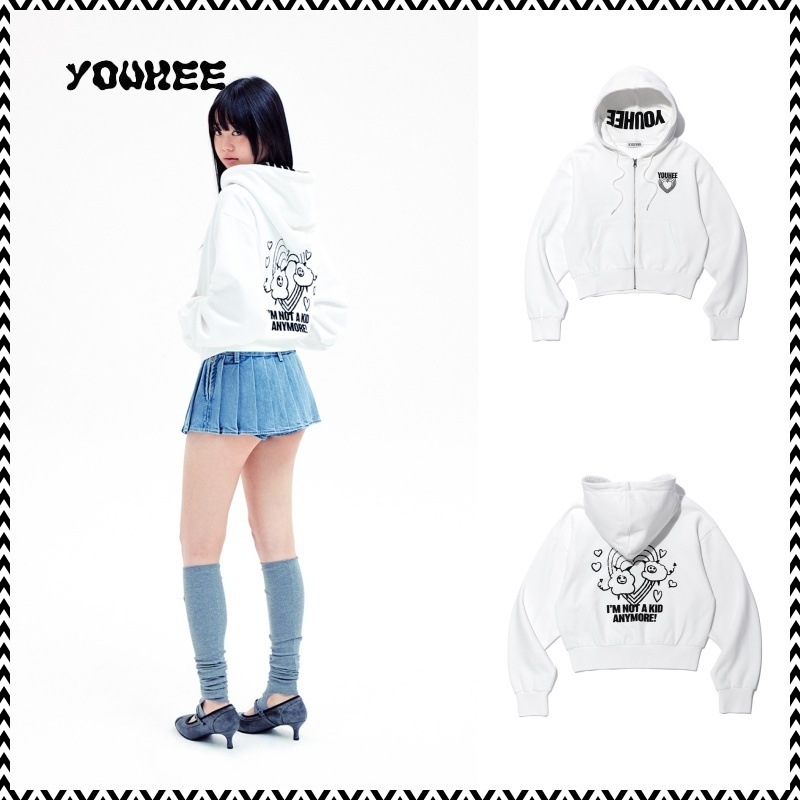 YOUHEE GRAPHIC DETAILED HOOD ZIP-UP