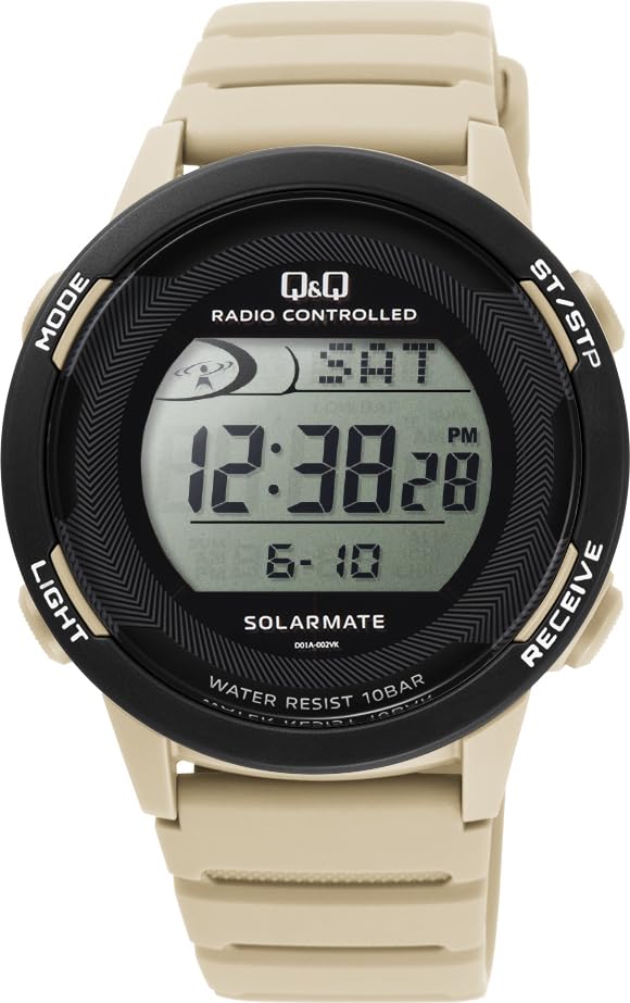 [シチズンQ&Q] 腕時計 キューアンドキュー デジタル 電波 ソーラー 10気圧防水 ウレタンベルト D01A-004VK メンズ ベージュ