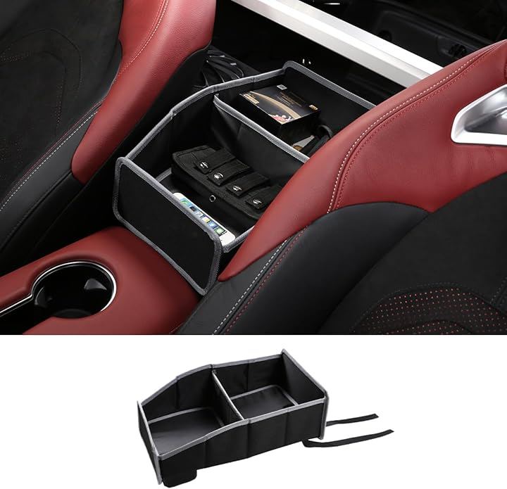 トヨタ スープラ 2019年～現行に専用 車用 収納ボックス シート収納ボックス 座席間の収納 多機能ツールボックス 収納整理バッグ 大容量 耐久性 (ブラック, パターンなし)