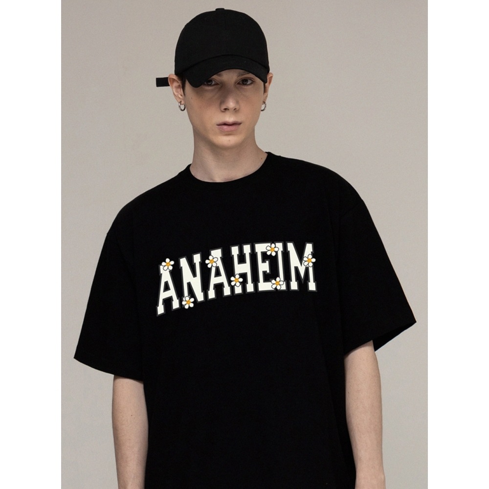 グレイバーアナハイムロゴフラワースマイル半袖Tシャツ 6COLOR