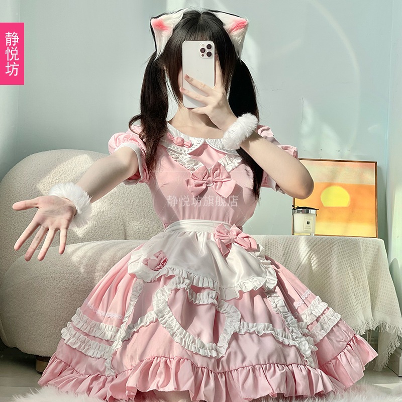日本のソフトガールロリータメイド服ロリータアニメコスプレ衣装コーヒー猫コス服ロリータ