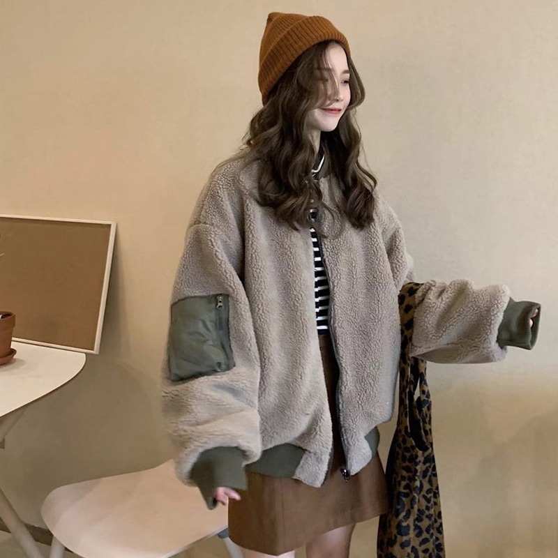 リバーシブル ボアブルゾン レディース 長袖 裏ボア ブルゾン ビッグシルエット ボアブルゾン ジャ