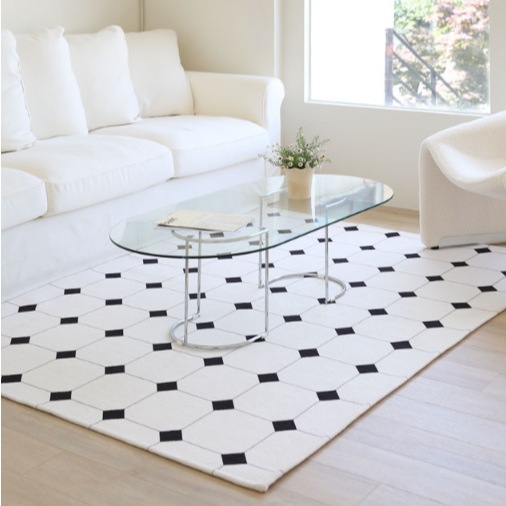 クラシックタイルパターンラグ 洗えるラグ Black Blue Green 100x150 150x200 170x230