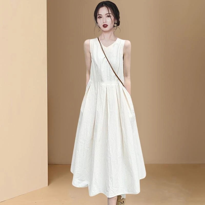 春夏 ニューデザイン シフォン ワンピース ノースリーブ タンクトップワンピース ロングスカート セミロング 気質 ファッション 5,346円