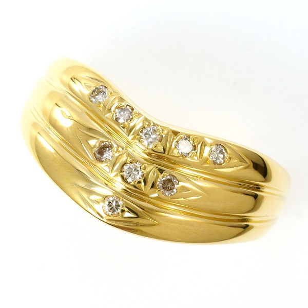 K18 18金 YG リング 指輪 10.5号 ダイヤ 0.10 ジュエリー 中古 43,092円