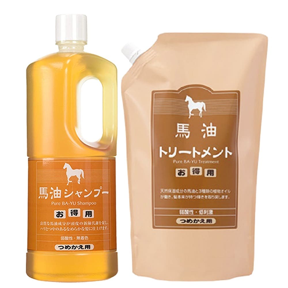 正規販売代理店 定価より10%OFF 馬油セット 馬油シャンプー 馬油トリートメント 各1000ml 詰め替え用 馬油 シャンプー トリートメント 詰替え 大容量 旅美人