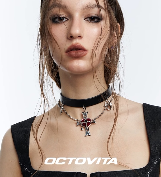 OCTO VITA オリジナルデザイン個性スパイキーステッチ鎖骨チェーンイービルガールシリーズパンククールハンサムトレンディ