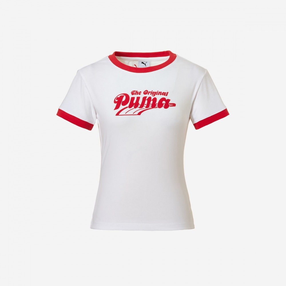 プーマ レディース オリジナル ニット ショーツ スリーブ T PKI95030303-PUMA WHITE