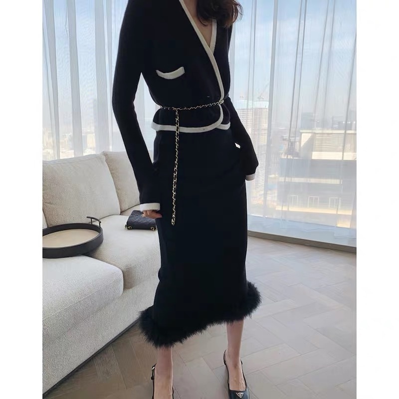 裾ファーニットスカート ニットスカート スカート ファースカート 裾ファー ミドルスカート レディース 秋 冬 上品 綺麗 オシャレ ２カラー a4616 6,142円