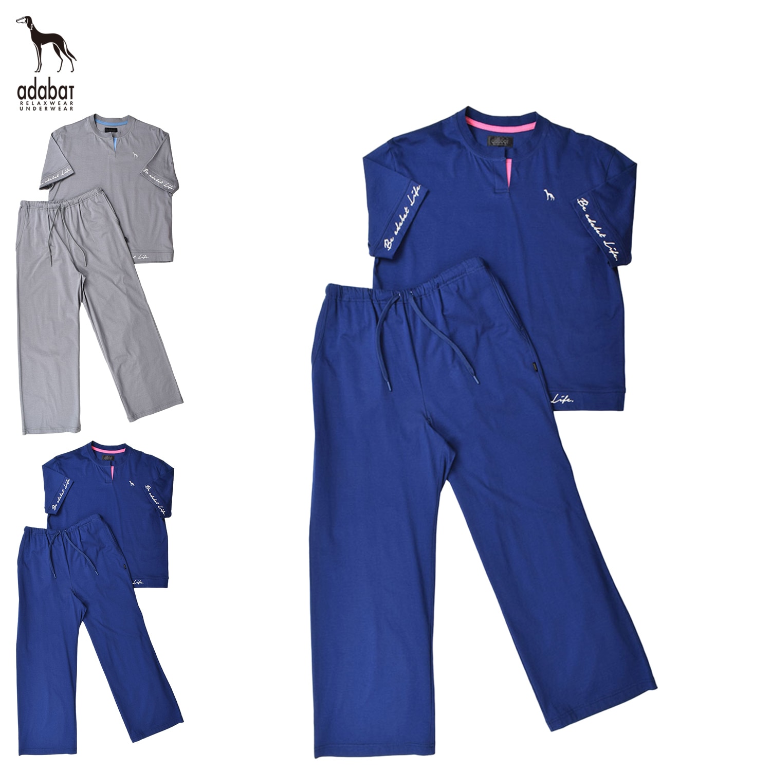 ルームウェア 部屋着 パジャマ セットアップ ナイトウェア レディース 半袖 チャコール ネイビー ネイビー 0234-84