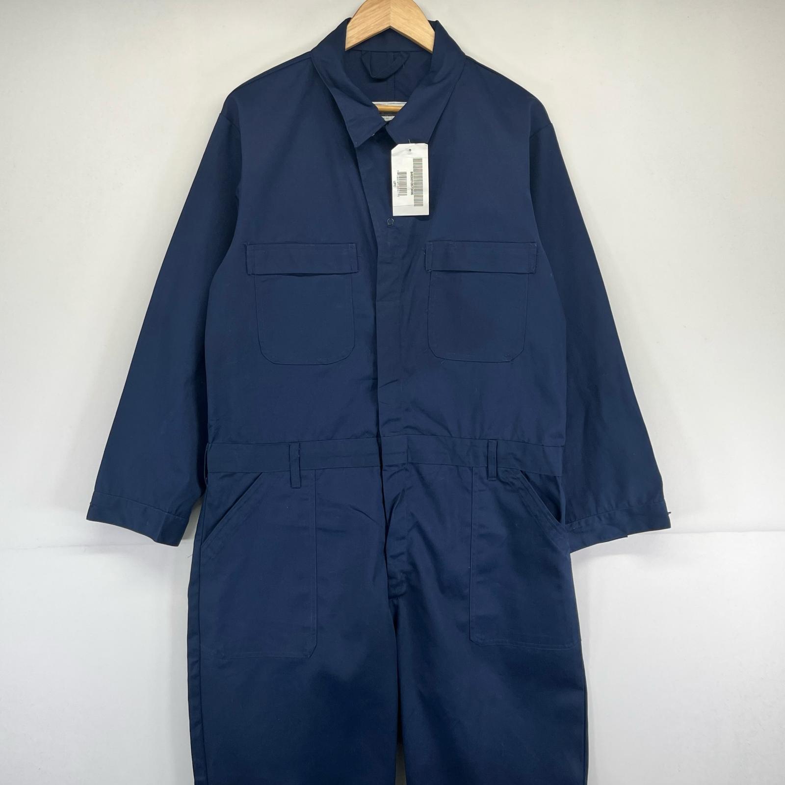 古着 ミリタリー 長袖つなぎ デッドストック タグ付き 米軍実物 U.S.NAVY オールインワン ワーク 46R ネイビー メンズ