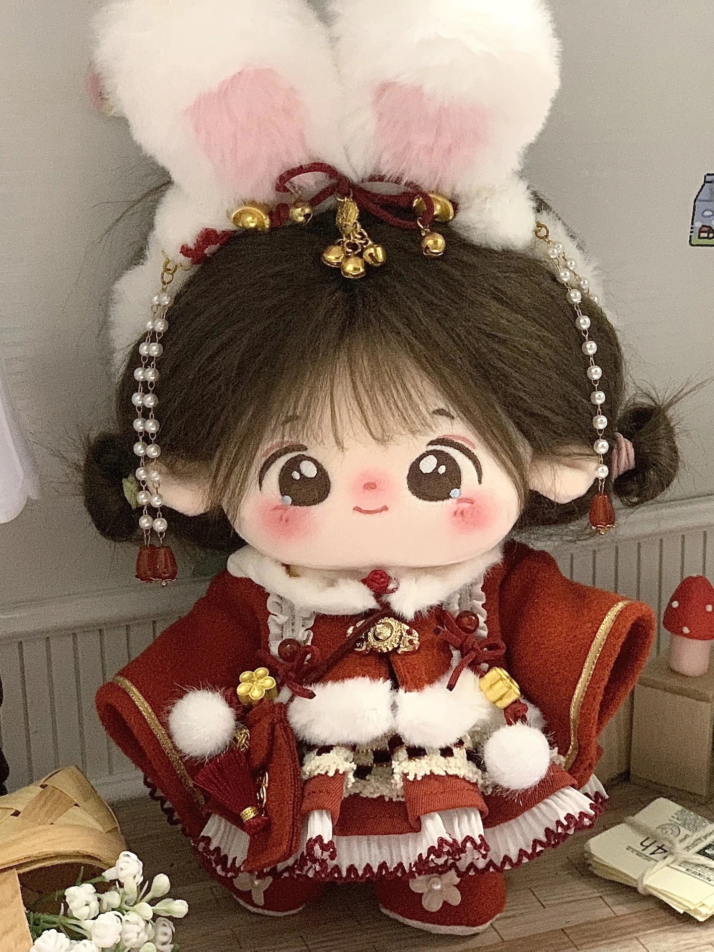 【激安本日限定】フルスタイルラッキーラビット如意20cmセンチ綿人形ベビー服かわいい限定30％割引
